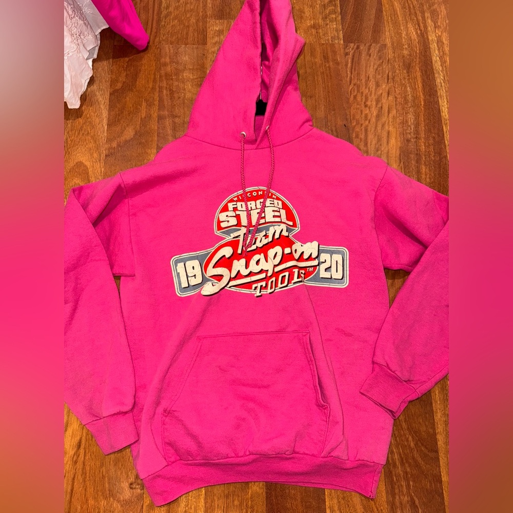 Women’s snap on Classic Pink Hoodie sweatshirt medium
